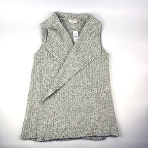 NWT Loft Open Front Cardigan Sweater Vest Womens‎ Sz M Heathered Grey Cottage